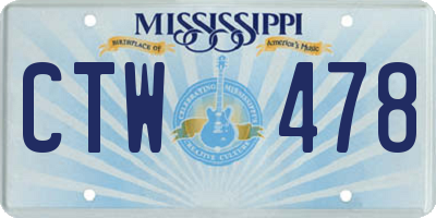 MS license plate CTW478