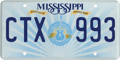 MS license plate CTX993