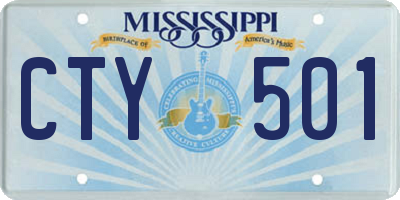 MS license plate CTY501