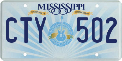 MS license plate CTY502