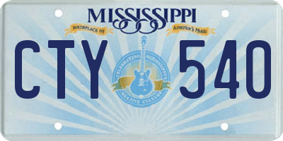 MS license plate CTY540