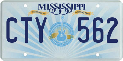 MS license plate CTY562