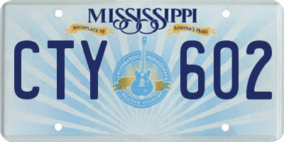 MS license plate CTY602