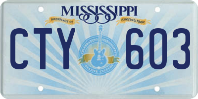 MS license plate CTY603