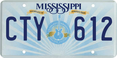 MS license plate CTY612