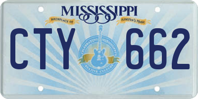 MS license plate CTY662