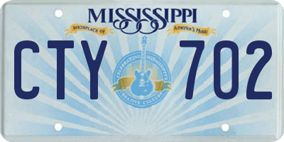 MS license plate CTY702