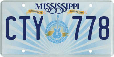 MS license plate CTY778