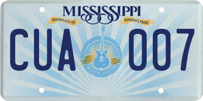 MS license plate CUA007