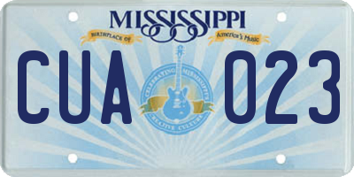 MS license plate CUA023