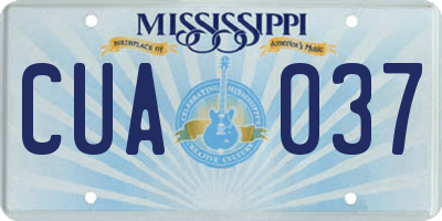 MS license plate CUA037