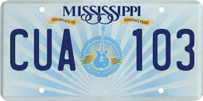 MS license plate CUA103