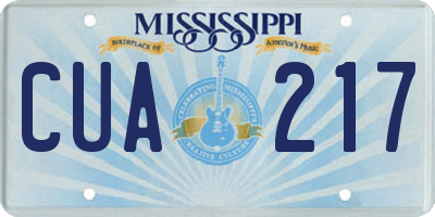 MS license plate CUA217