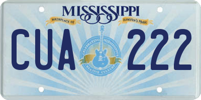MS license plate CUA222