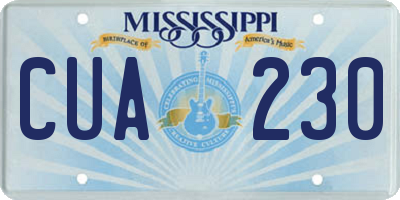 MS license plate CUA230