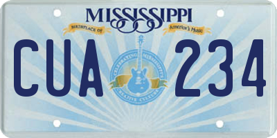 MS license plate CUA234