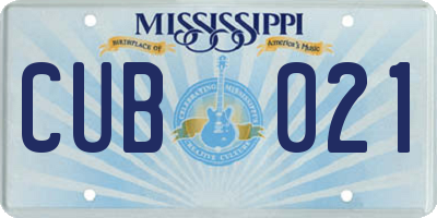 MS license plate CUB021
