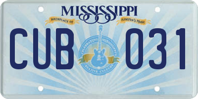 MS license plate CUB031