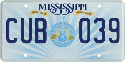 MS license plate CUB039