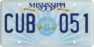MS license plate CUB051