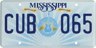 MS license plate CUB065