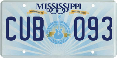 MS license plate CUB093