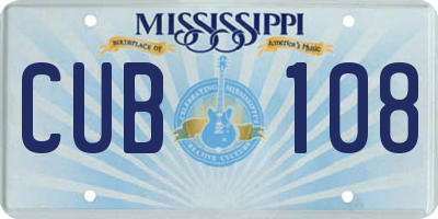MS license plate CUB108