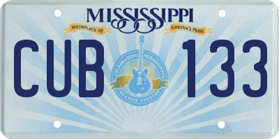 MS license plate CUB133