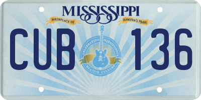 MS license plate CUB136