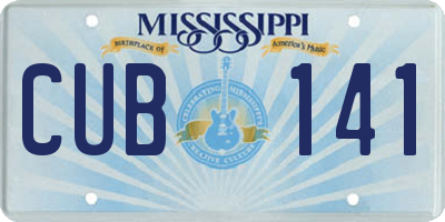 MS license plate CUB141