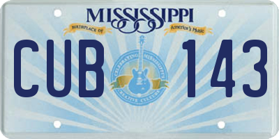 MS license plate CUB143