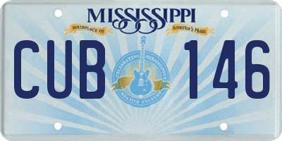 MS license plate CUB146