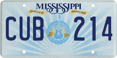MS license plate CUB214