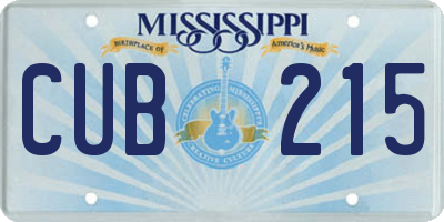 MS license plate CUB215