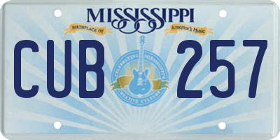 MS license plate CUB257