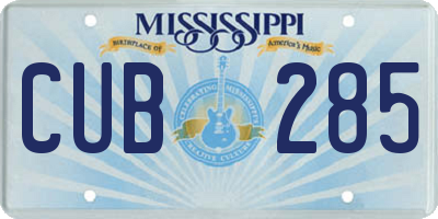 MS license plate CUB285