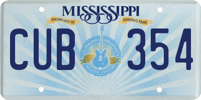 MS license plate CUB354
