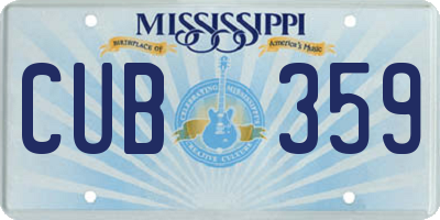 MS license plate CUB359