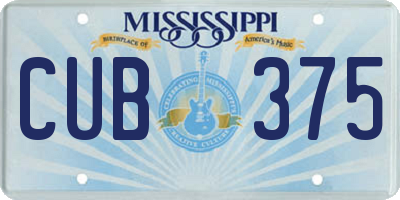 MS license plate CUB375