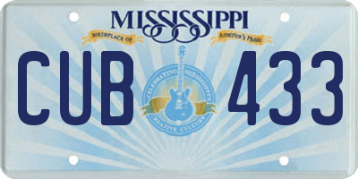MS license plate CUB433