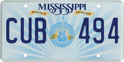 MS license plate CUB494