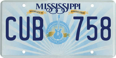 MS license plate CUB758