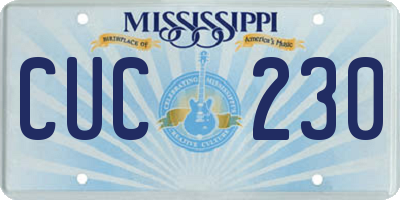 MS license plate CUC230