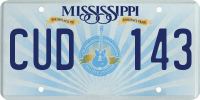 MS license plate CUD143