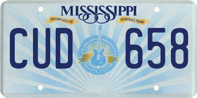 MS license plate CUD658