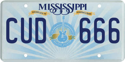 MS license plate CUD666