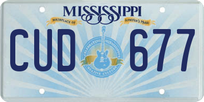 MS license plate CUD677