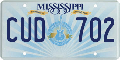MS license plate CUD702