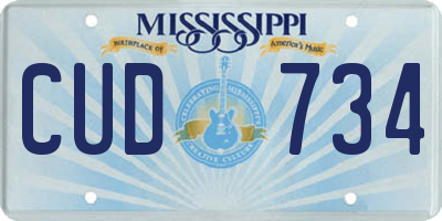 MS license plate CUD734