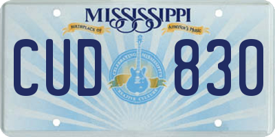 MS license plate CUD830